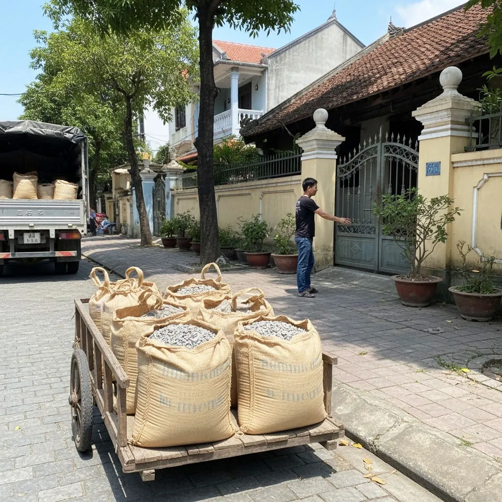 Giao vật liệu tận nơi nhanh chóng, đúng hẹn, đảm bảo chất lượng.