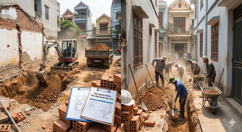 Báo Giá Đào Đất Móng Nhà: Đơn Giá Đào Thủ Công & Máy Xúc Mới Nhất (Tiết Kiệm 20%)