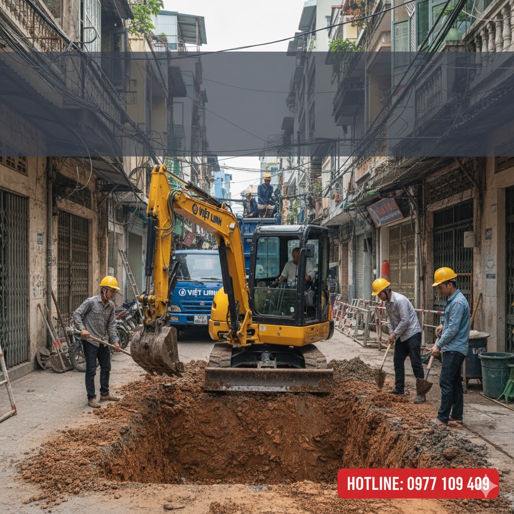 Dịch Vụ Đào Móng Nhà Bằng Máy Chuyên Dụng Tại Hà Nội – Việt Linh: Giải Pháp Cho Mọi Ngõ Ngách